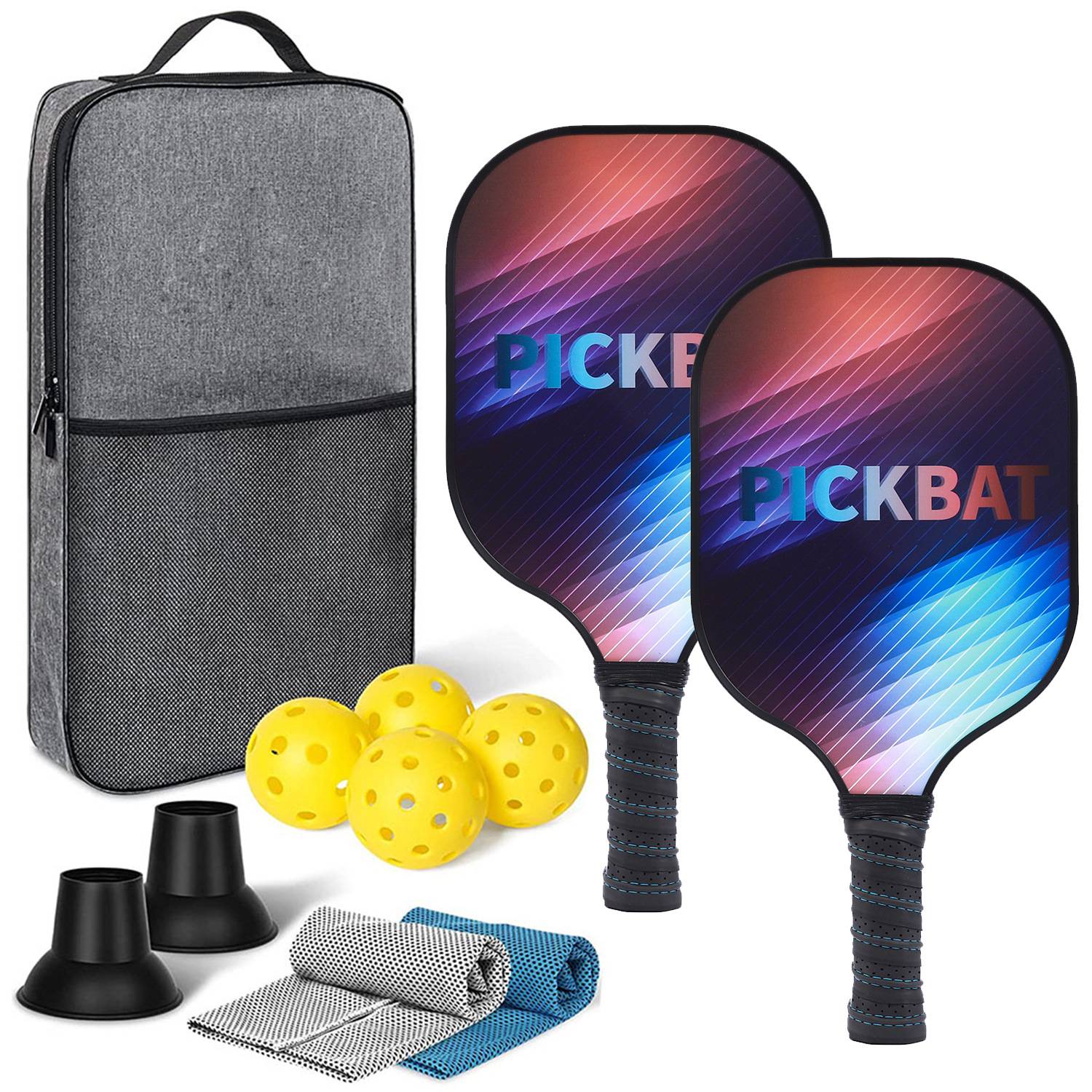 [Ultra-Light match-level carbon fiber-11] Double shot+4 balls+backpacks+two sweat towels+two ball pickups